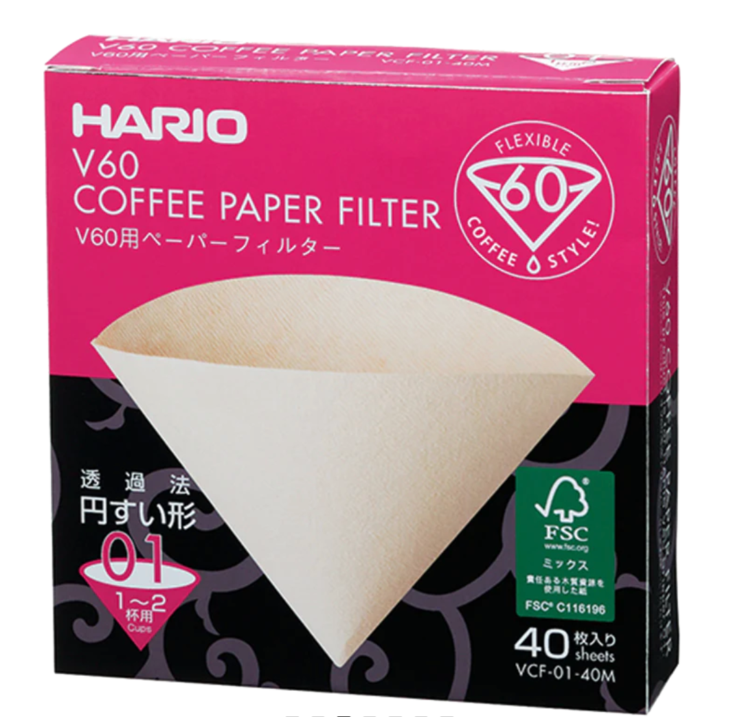 Papier filtre Hario V60 taille 01 (Japon) VCF-01-40W