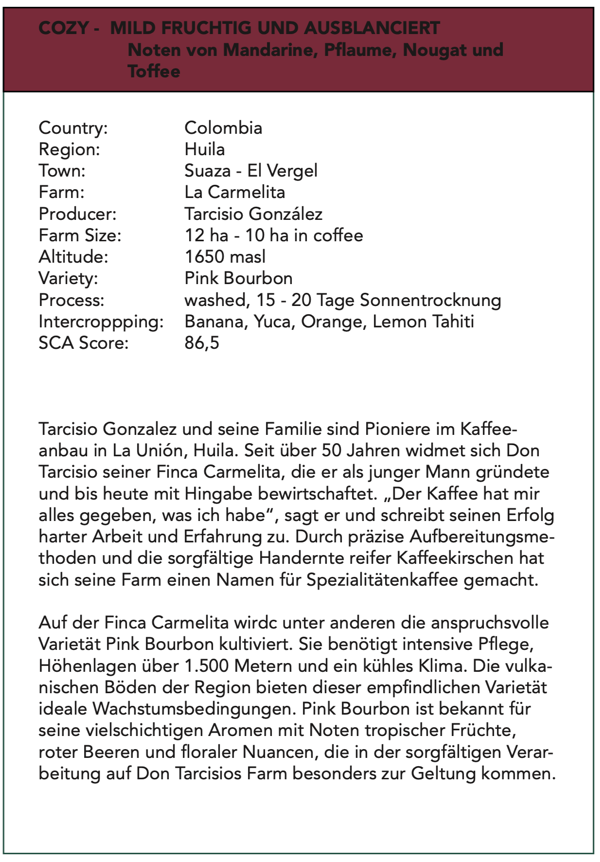 Filterkaffee Cozy - Mild aus Kolumbien mit fruchtigem Geschmack