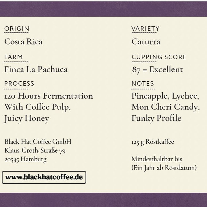 Black Hat Coffee Year 1 - Special Filter, Juicy Honey, Costa Rica