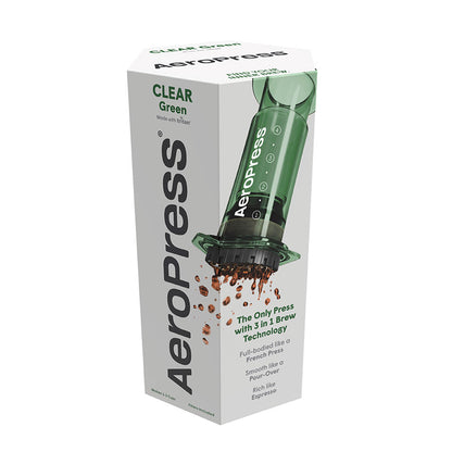 AeroPress Clear Kaffeebereiter Clear Green Verpackung
