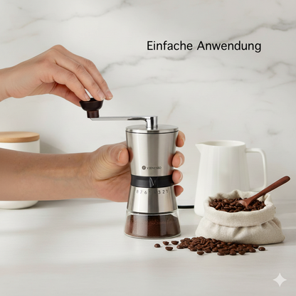 Handkaffeemühle mit Keramik-Mahlwerk und 8-Mahl-Stufen