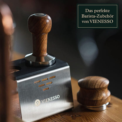 Tamper mit edlen Holzgriff - Espresso Stempel für den Barista inkl. Matte