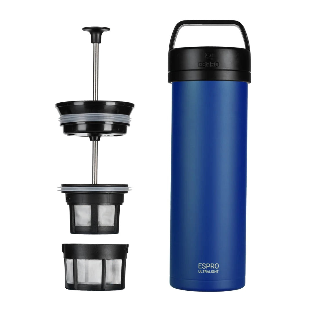 Espro P0 Ultralight Travel Coffee Press French Press für unterwegs, Classic Blue