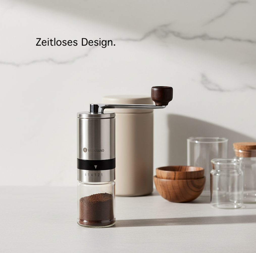 Manuelle Handkaffeemühle mit Keramik-Mahlwerk: Espressomühle mit 6-Stufen Mahlgradeinstellung