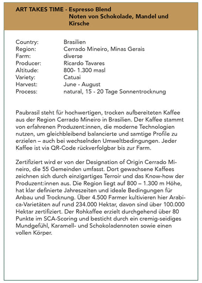 Espresso art takes time, Schokolade – Mandel – Kirsche - ideal für Milchgetränke