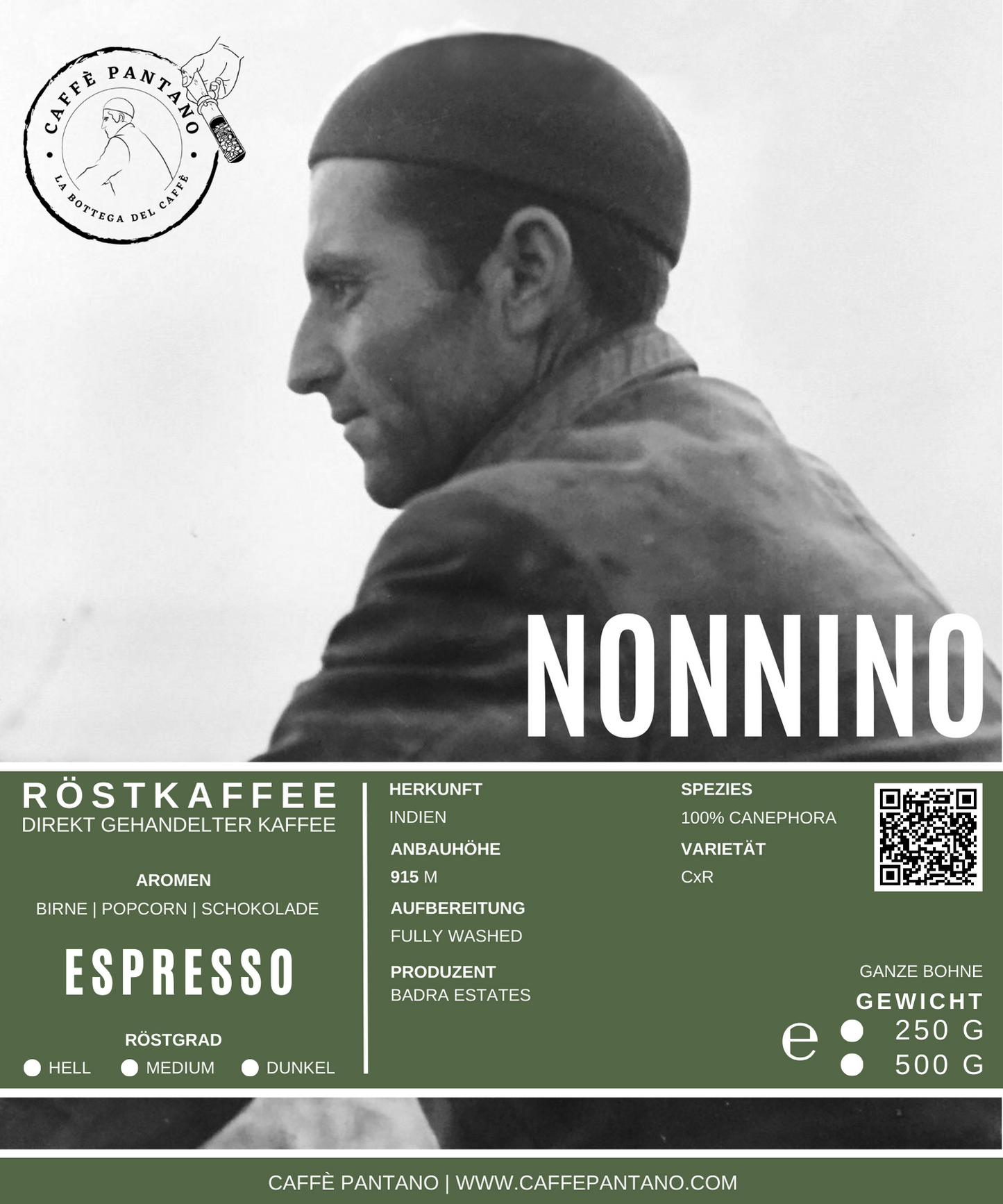 Caffè Pantano Nonnino Espresso – 100 % Canephora aus Indien