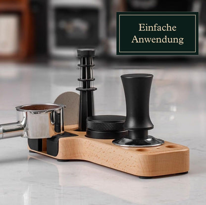 Tamperstation aus Holz - Edle Andrückstation für den Siebträger und Ablage