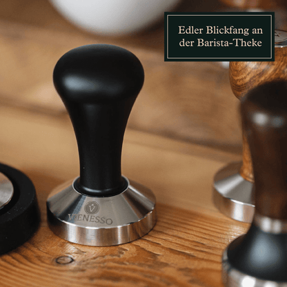Tamper Set für den Barista - Espresso Stempel zum Andrücken aus Edelstahl und Druckguss-Griff inkl. Matte - 51 mm