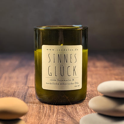 Sinnesglück Duftkerze – Sojawachs & ätherische Öle im Weinglas (250 ml)