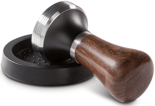 Tamper Set für Siebträger - Design Espresso-Stempel mit Holzgriff inkl. Ablage - 51 mm
